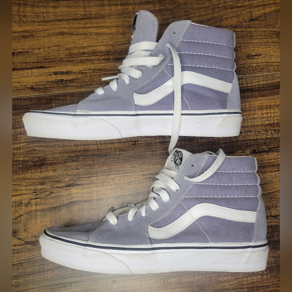 Vans High-Top Sneakers in Light Purple and White